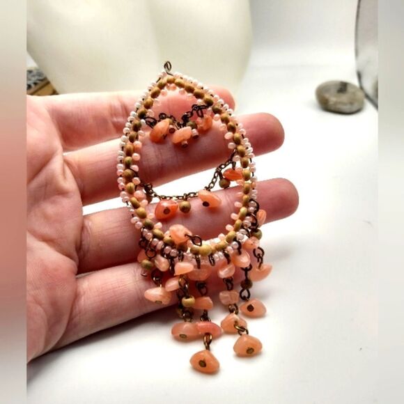 Pink romance quartz Bollywood dreamcatcher necklace pendant